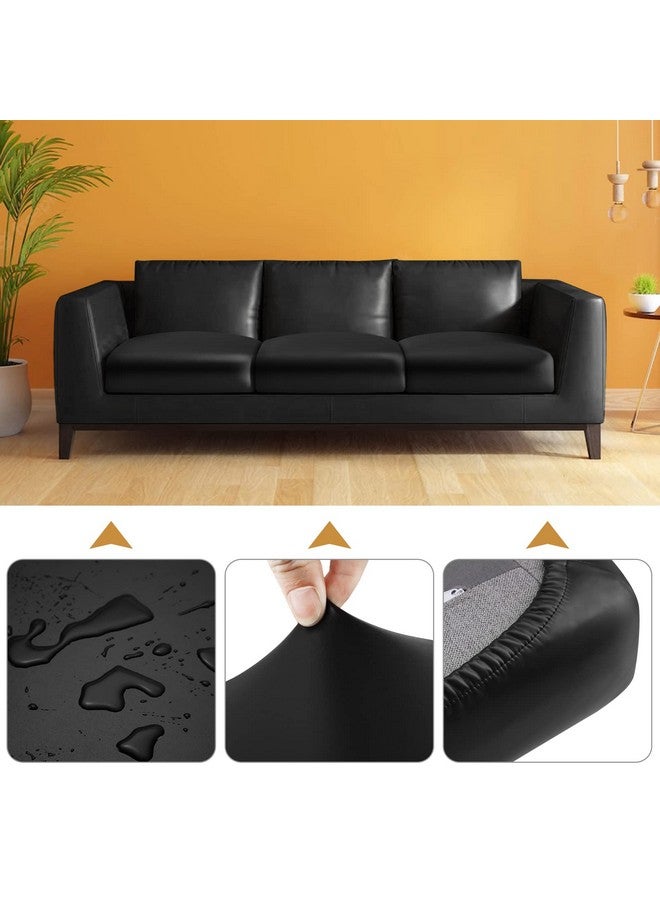 Fuloon Faux Leather Couch Cushion Slipcover, Waterproof Stretch Covers For Sofa, Rv Chair Seat Cover, Individual Loveseat Couch Cushion Replacement, Pu Leather Sofa Slipcovers(2 Pack, Black) - Image 4