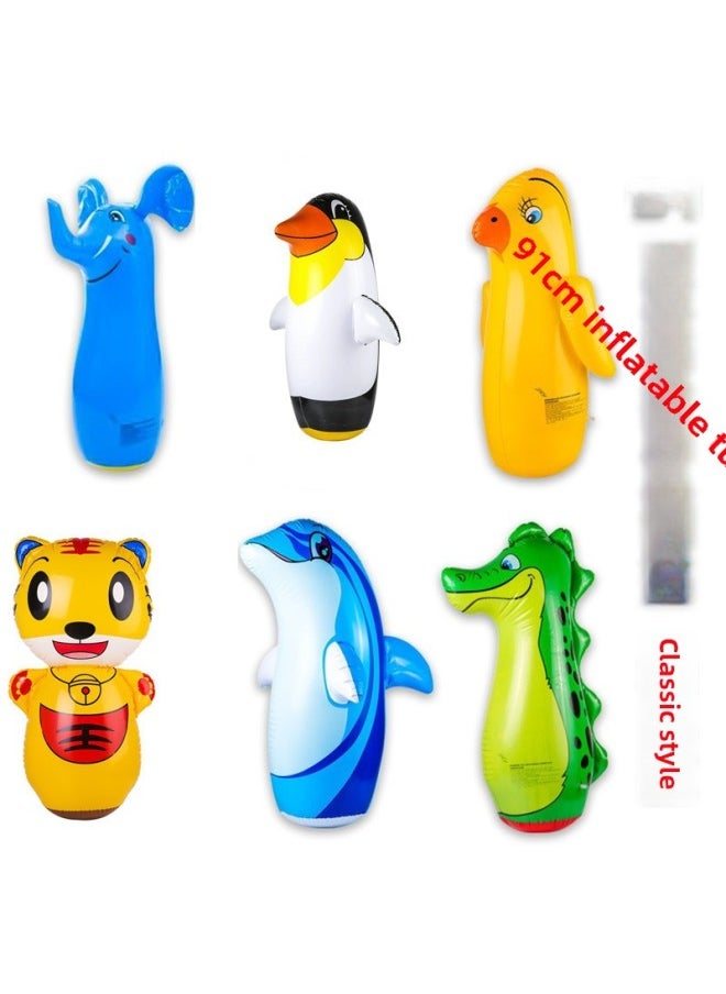 PVC Classic Cute Dolphin Penguin Inflatable Tumbler Sand 90cm Inflatable Animal Toys Wholesale-Color:Yellow Dog  - Image 2