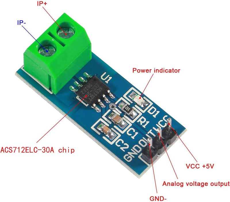 Atnsinc 3PCS 30A Range Current Sensor ACS712 Module AC/DC for Arduino (30A) - Image 4