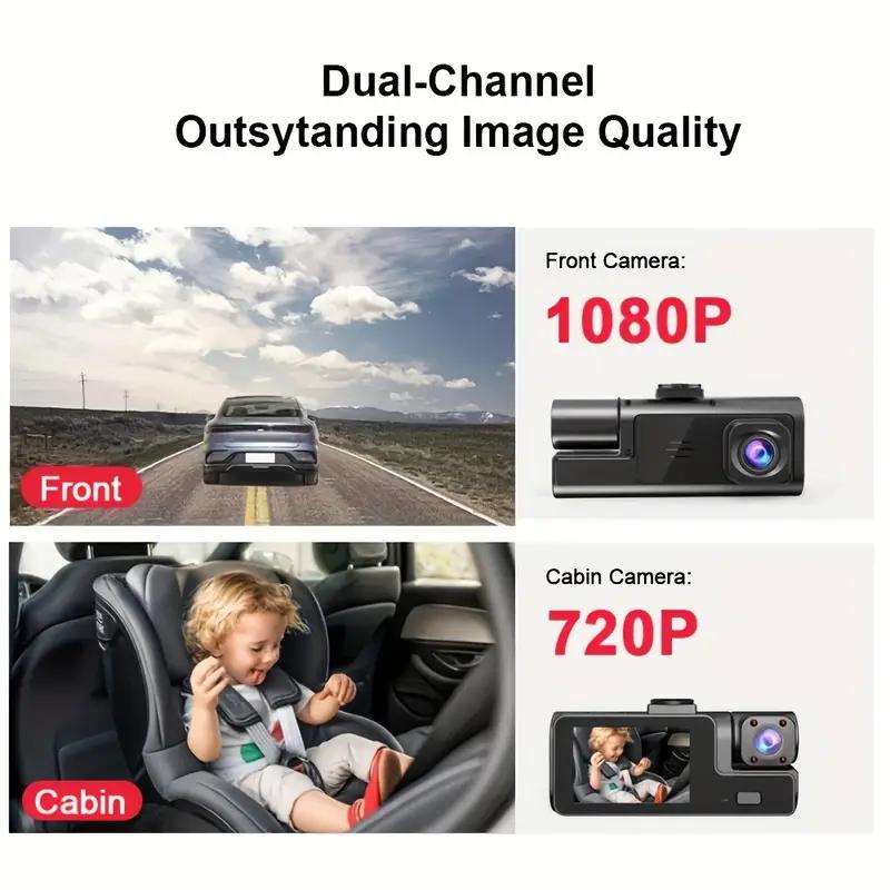 1080P dual lens driving recorder with 130 ° wide-angle, night vision, loop recording, G-sensor, and vehicle motion detection - Image 4