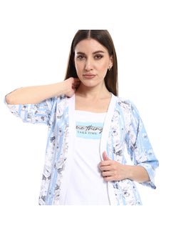 REDCOTTON Women's 3-Piece Cotton Summer Pajama Set, Soft and comfy-blue  - Image 3