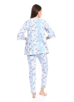REDCOTTON Women's 3-Piece Cotton Summer Pajama Set, Soft and comfy-blue  - Image 4