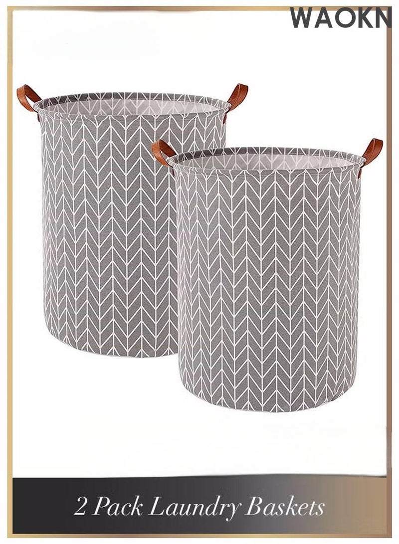 WAOKN 2 Pack Waterproof Laundry Baskets, 65 L Collapsible Bag Organizer Basket, Storage Hamper for Clothes Toys Dirty Clothes Bedroom Hamper for Clothes, Blankets, Cushions,Toys in the Dorm and Family - Image 1