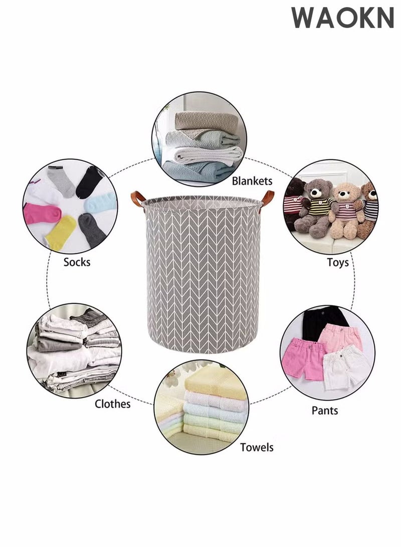 WAOKN 2 Pack Waterproof Laundry Baskets, 65 L Collapsible Bag Organizer Basket, Storage Hamper for Clothes Toys Dirty Clothes Bedroom Hamper for Clothes, Blankets, Cushions,Toys in the Dorm and Family - Image 3