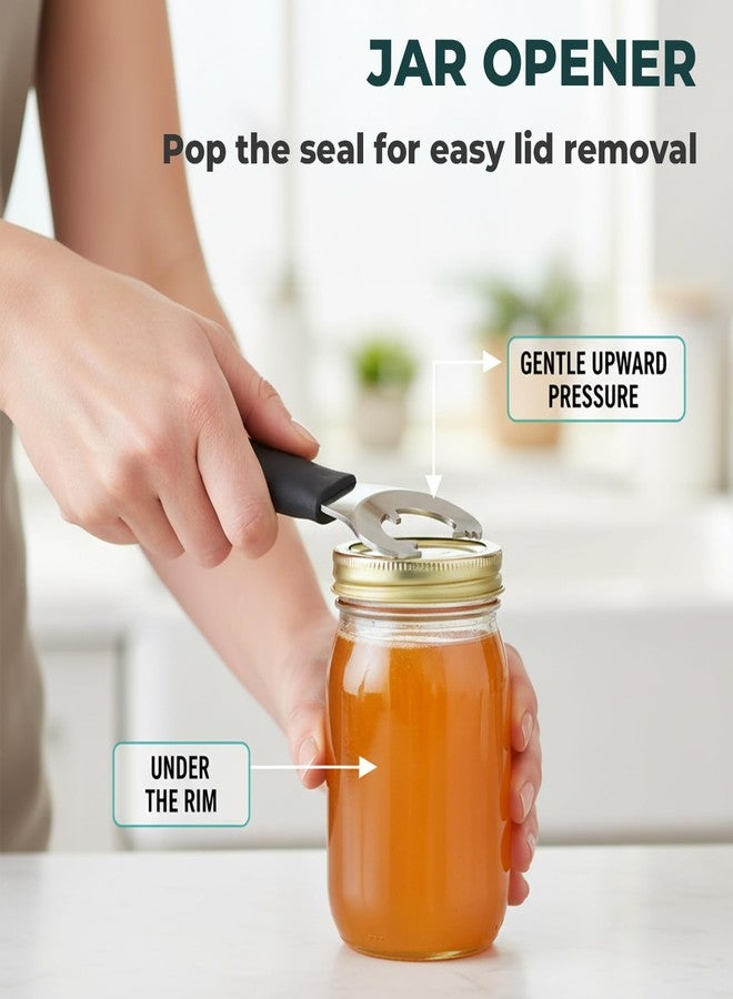 Heran Mason Jar Opener, 2-in-1 Jar Lid Opener & Canning Jar Opener for Sealed Lids, Stainless Steel Mason Jar Lid Opener Tool, Jar Opener for Weak Hands Seniors, Easy Grip Handle - Image 2