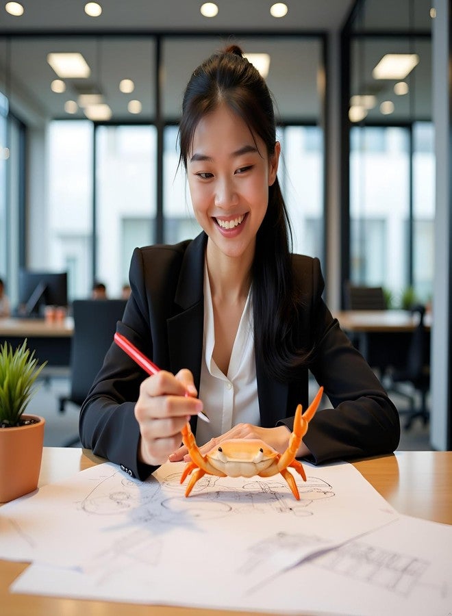 DPWOUM 2Pcs Creative Crab Pen Holder Weightlifting Crabs Pen Stand Storage Rack, Office Desktop Decoration, Pencil Holders Desk Supplies Holders and Dispensers, Workspace Organizers (Orange) - Image 5