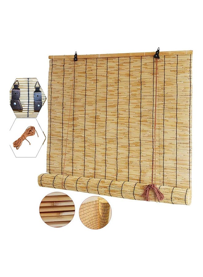 HOME TASTE Natural Bamboo Roller Blind (120x200cm) with Accessories – Carbonized Reed Curtain for Home & Garden, Stylish Window Shade 