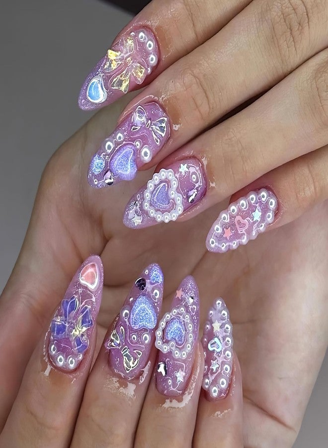 Jremg 3D Butterfly Nail Art Charms Colorful Hawaii Flower Nail Gems Pink Rhinestones Cute Blossom Rose Resin Nail Charm Flat-back Pink White Bow Nail Supplies for Manicure DIY Nail Accessories 12Grids - Image 5