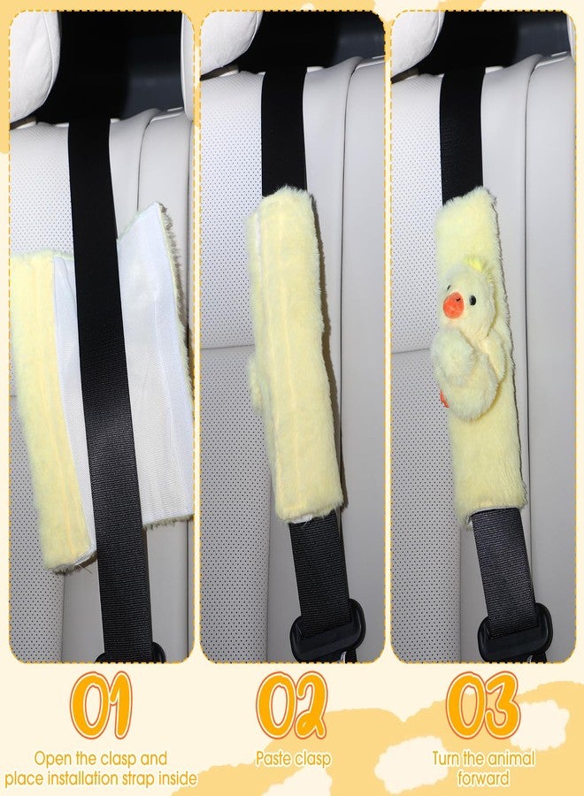 Datanly 4 Pcs Animal Car Seat Belt Covers Plush Seatbelt Strap Cover Soft Seatbelt Shoulder Pads Seat Belt Cushion Decorative Padded Vehicle Accessory for Kids Adults(Farm) - Image 3
