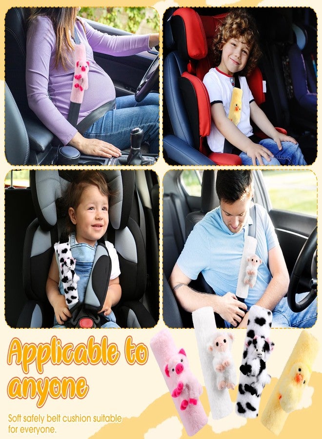 Datanly 4 Pcs Animal Car Seat Belt Covers Plush Seatbelt Strap Cover Soft Seatbelt Shoulder Pads Seat Belt Cushion Decorative Padded Vehicle Accessory for Kids Adults(Farm) - Image 5