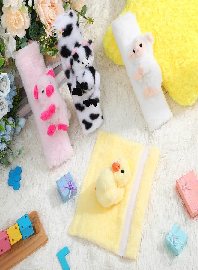 Datanly 4 Pcs Animal Car Seat Belt Covers Plush Seatbelt Strap Cover Soft Seatbelt Shoulder Pads Seat Belt Cushion Decorative Padded Vehicle Accessory for Kids Adults(Farm) - Image 4