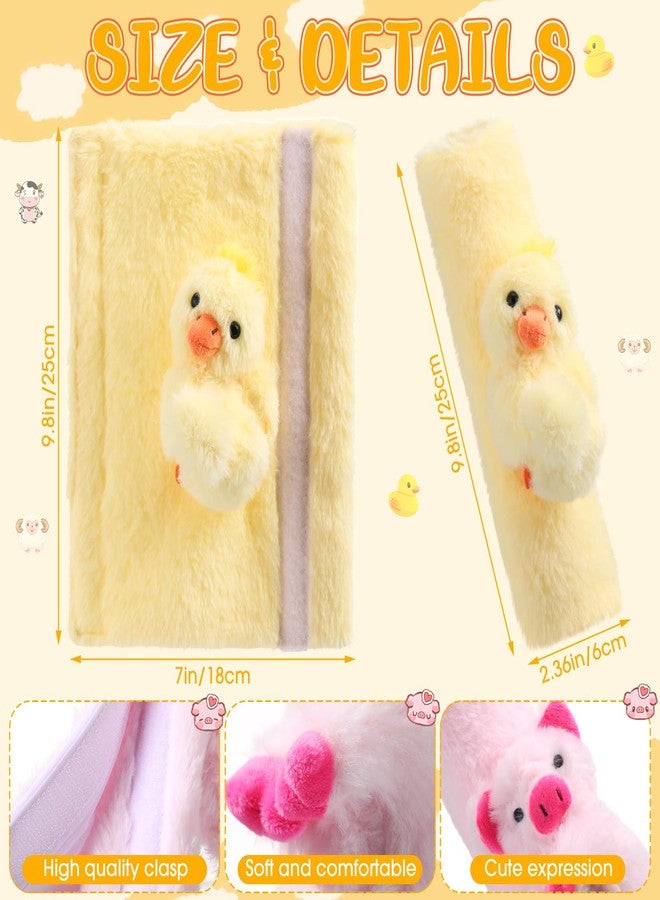 Datanly 4 Pcs Animal Car Seat Belt Covers Plush Seatbelt Strap Cover Soft Seatbelt Shoulder Pads Seat Belt Cushion Decorative Padded Vehicle Accessory for Kids Adults(Farm) - Image 2