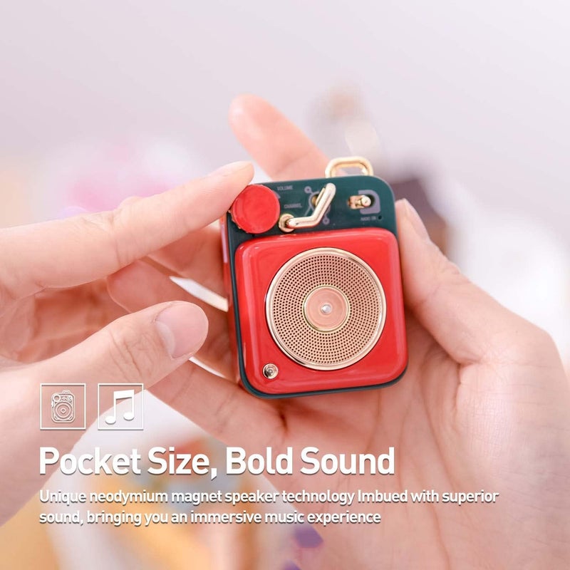 Muzen Mini Bluetooth Speaker, Button Small Cute Portable Metal Retro Wireless Speaker with Loud Volume Great Sound and Portable Lanyard & Gift Bag for Office Classic Vintage Decor - Image 3