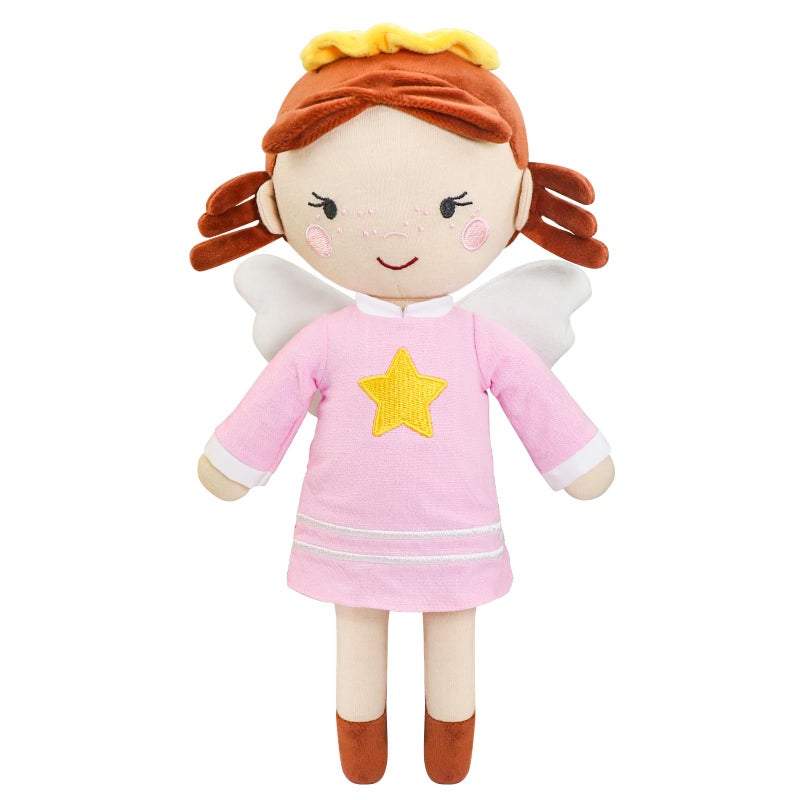 free-space freespace Angel Doll for Girl Baptism Gifts Stuffed Plush Toy Sunday School Religious for Kids 12 inch Pink - Image 3