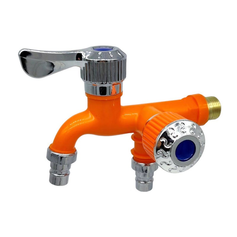 Dual Control Faucets Double Outlets Water Tap Universal Interface Connector Sink Faucets Home Bathroom Hose Irrigation Fitting Garden Watering Supplies - Image 1