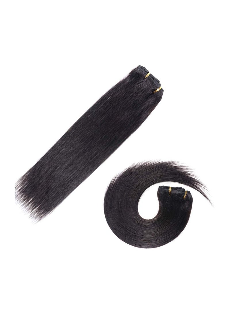 إستيل Estelle Clip On Nature Hair Extensions أسود مستقيم 75 جرام 7 قطع 16 مشابك أسود لامع - Image 2