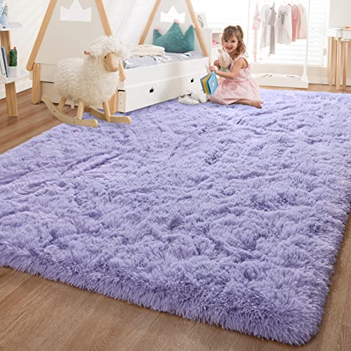Pettop Fluffy Lavender Purple Rug for Bedroom Living Room, 5x8 Feet Super Soft Shaggy Plush Fuzzy Rugs for Girls Kids Boys, Non-Slip and Washable Rug for Nursery Classroom, Carpet for Rooms Decor - Image 4