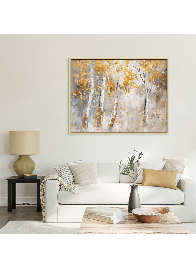 Art Decor Art Decor Framed Canvas Wall Art of Abstract Golden Trees Painting Nature Landscape Neutral Color Print Wall Decor for Home Office Living Room Bedroom Gifting - Image 2