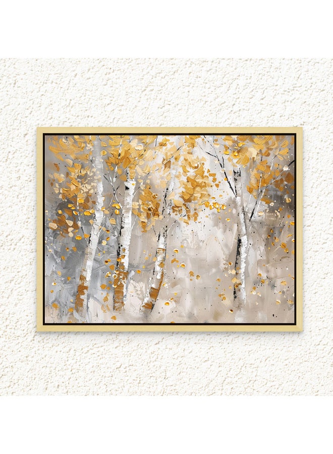 Art Decor Art Decor Framed Canvas Wall Art of Abstract Golden Trees Painting Nature Landscape Neutral Color Print Wall Decor for Home Office Living Room Bedroom Gifting - Image 1