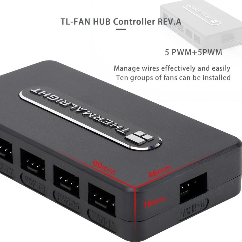 Thermalright Integrated Fan Hub, 10-Port 4 Pin PC Fan Controller, 12V Fan Hub, Support up to 10 Fans, SATA Power Cord Direct Input - Image 2