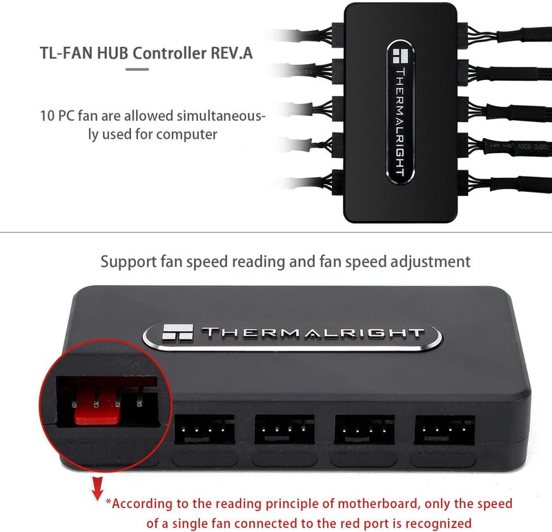 Thermalright Integrated Fan Hub, 10-Port 4 Pin PC Fan Controller, 12V Fan Hub, Support up to 10 Fans, SATA Power Cord Direct Input - Image 3