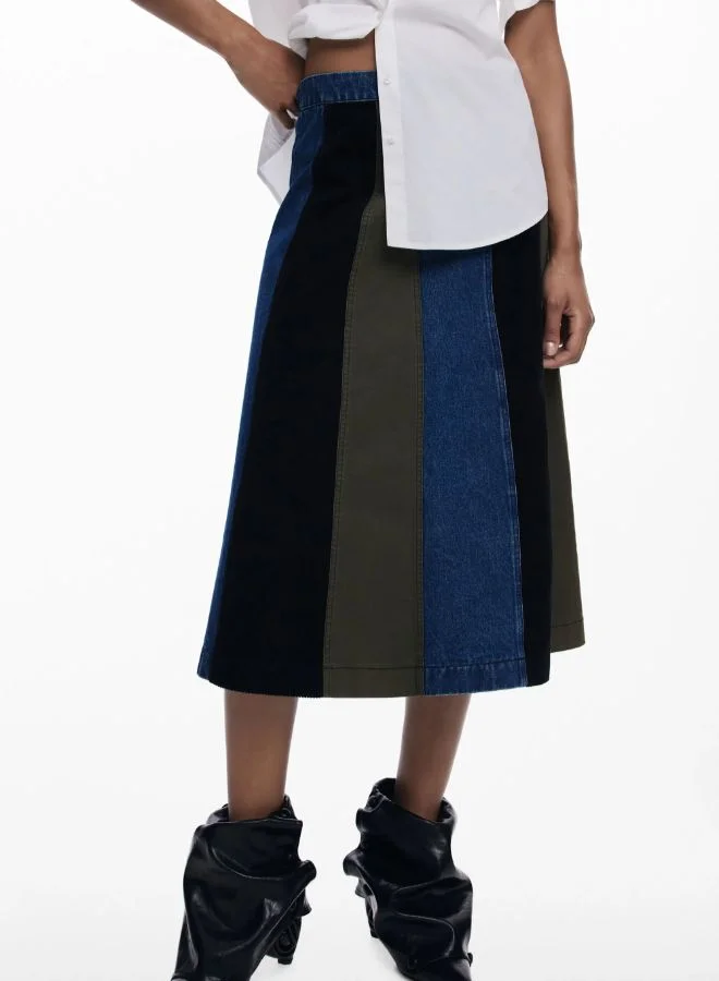 DESIGUAL Multicolour A-line patchwork midi skirt for Women | Best Price UAE