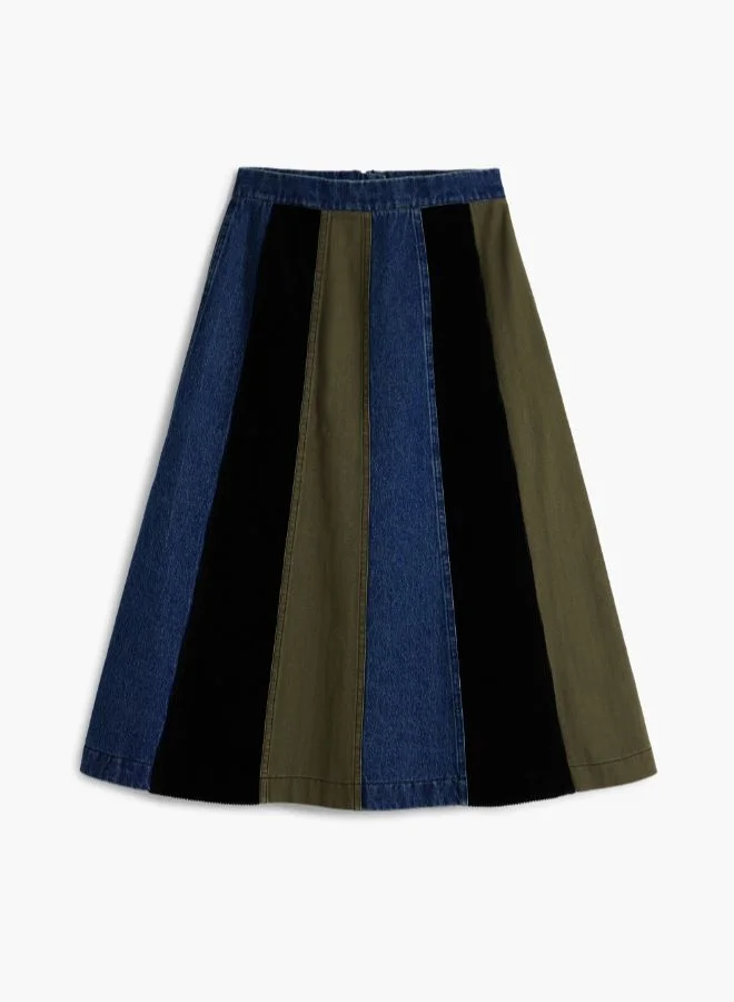 DESIGUAL Multicolour A-line patchwork midi skirt for Women | Best Price UAE