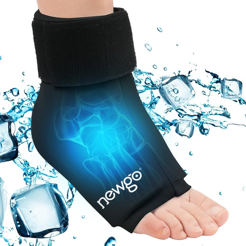 NEWGO Ankle Ice Pack for Injuries Flexible Foot Ice Pack Hot Cold Compression Therapy Gel Ice Packs Ice Sock for Achilles Tendonitis Plantar Fasciitis Surgery Sprain Heel Pain