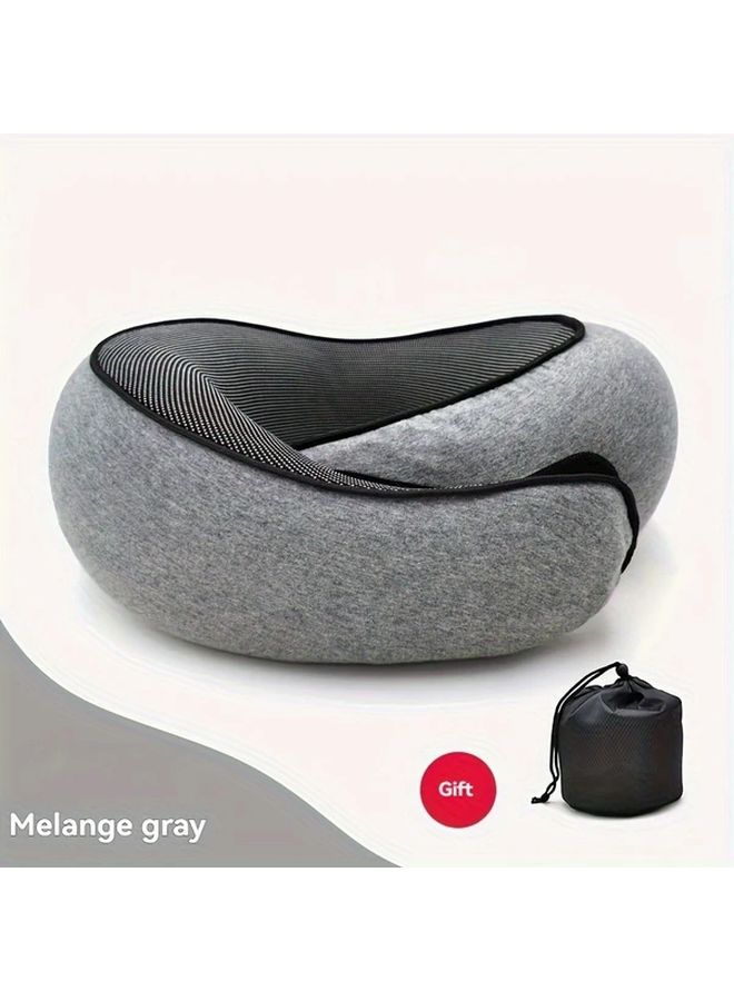Gray Ergonomic Memory Foam Travel Pillow Breathable Washable Lightweight Portable - Image 5