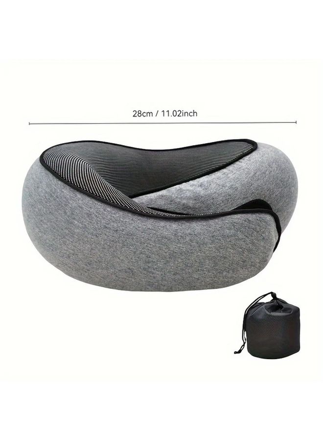 Gray Ergonomic Memory Foam Travel Pillow Breathable Washable Lightweight Portable - Image 4