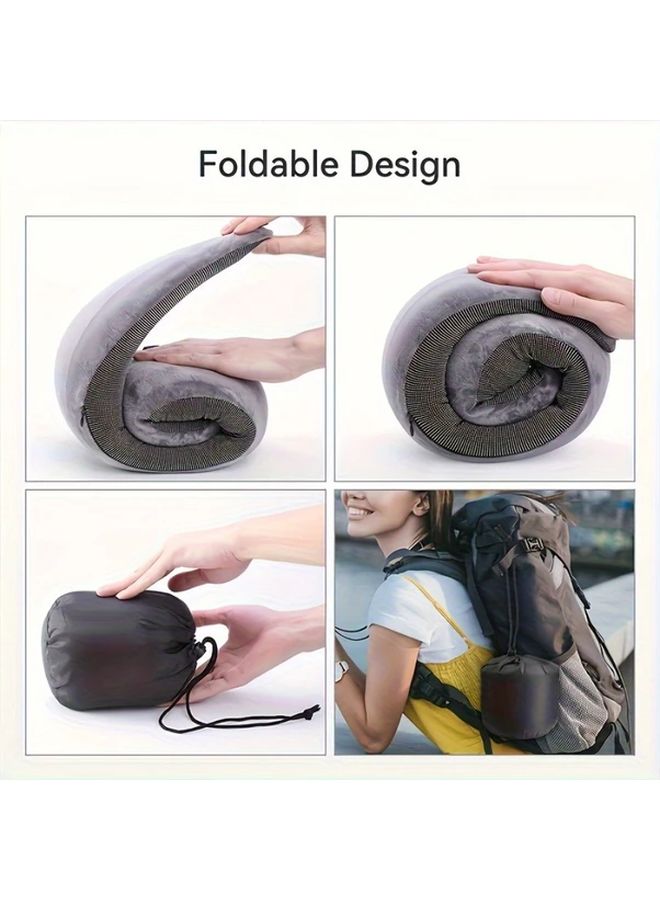 Gray Ergonomic Memory Foam Travel Pillow Breathable Washable Lightweight Portable - Image 3