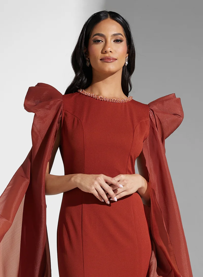 Namshi x  Sleeve Detail Formal Dress for Women | Best Price UAE