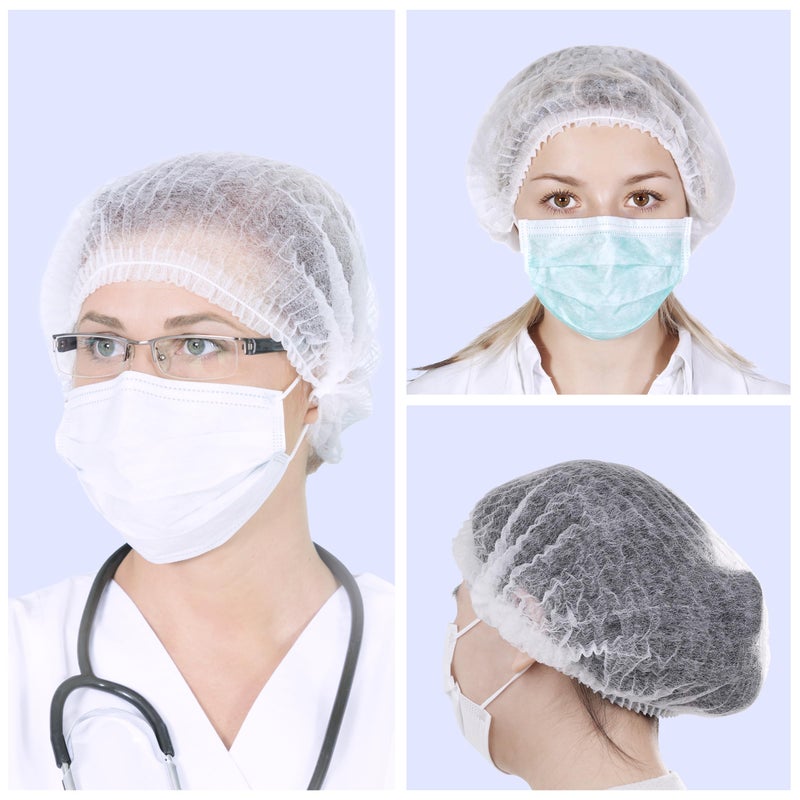TaShow 120 Pcs Disposable Bouffant Caps, 21 Inches Hair Nets for Women and Men, Polypropylene Non-Woven Hair Nets (White) - Image 5