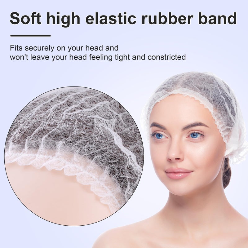 TaShow 120 Pcs Disposable Bouffant Caps, 21 Inches Hair Nets for Women and Men, Polypropylene Non-Woven Hair Nets (White) - Image 4