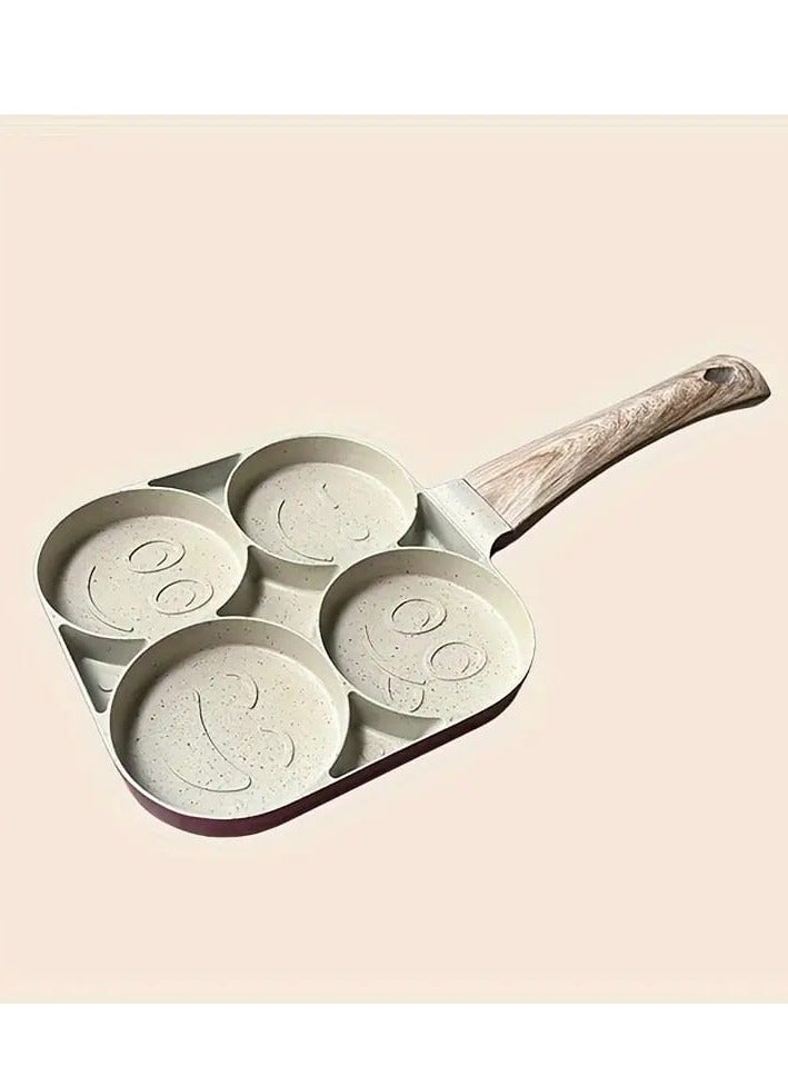 Liying Smiley Face Pancake Griddle Pan, 4 Mini Faces, Nonstick, 35cm x 18cm - Image 1