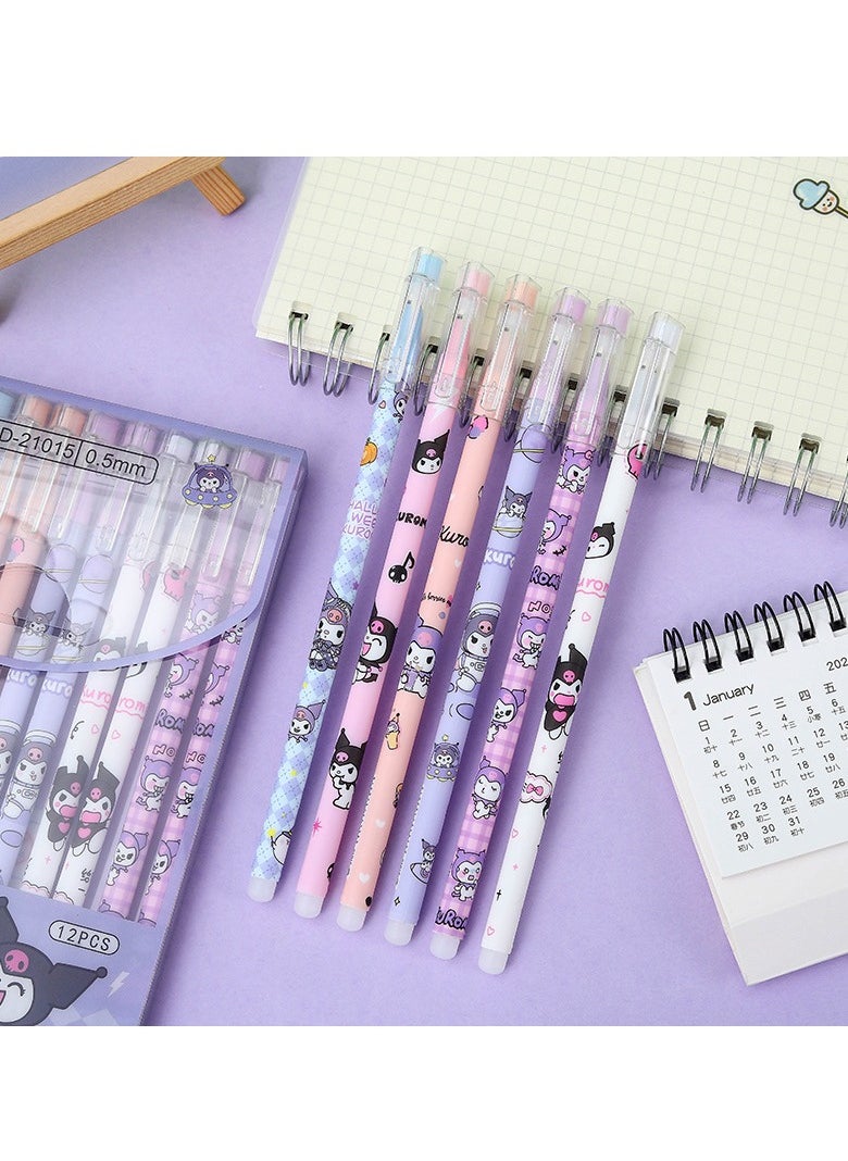 Generic - 12-Pieces Creative Cartoon Elf Kulomi Straight Neutral Pen Student Cute Signature Pen Office Gift Pen (Blue Refill) - Image 1