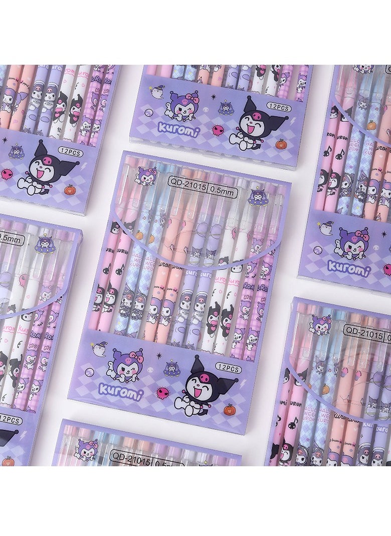 Generic - 12-Pieces Creative Cartoon Elf Kulomi Straight Neutral Pen Student Cute Signature Pen Office Gift Pen (Blue Refill) - Image 1