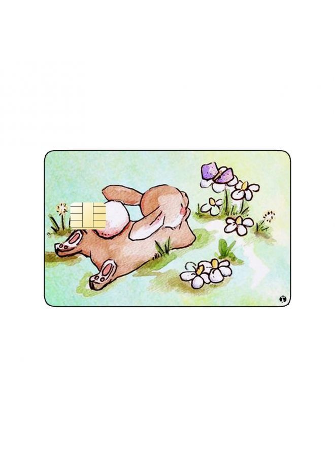 RKN PRINTED BANK CARD STICKER Cute Rabbit Draiwng With Roses - Image 2