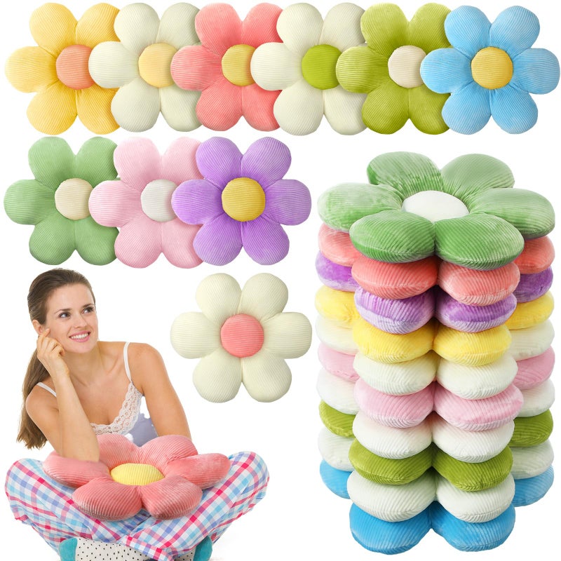 Sratte 10 Pcs Flower Shaped Throw Pillows Cute Daisy Flower Seating Cushions for Adults Reading Leisure Comfortable Home Bedroom Sofa Chair Couch Decor1575 Inches