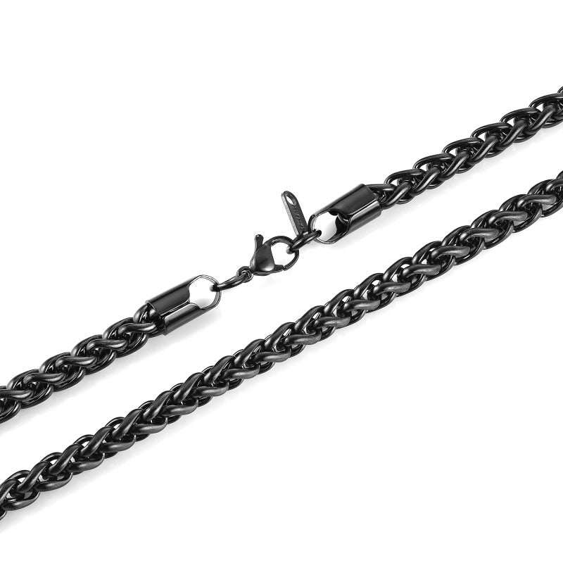 HZMAN 3.0 mm Stainless Steel Black Wheat Chain Necklaces for Men Women 16" -30" (Black,16) - Image 4