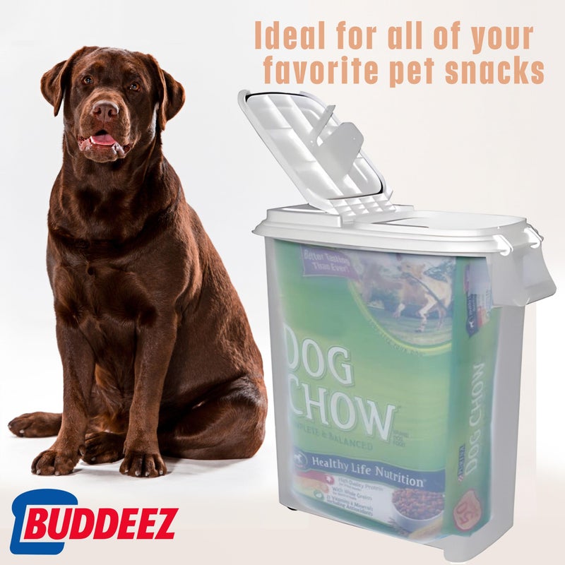 Buddeez Airtight Pet Food Storage Container - 50 QT Capacity Dog Food Storage Container, Cat Food Container, Bird Seed Storage Container, Rolling Storage Bin, Air Tight with White Lid - Image 2