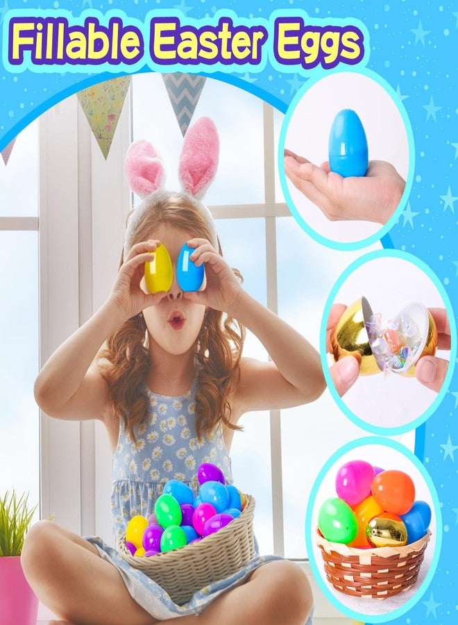 MGparty 210 Pack Easter Eggs Empty 2.3" Plastic Bright Colors Eggs with Golden Eggs for Easter Egg Hunt Party Favors Basket Stuffers Fillers - Image 3