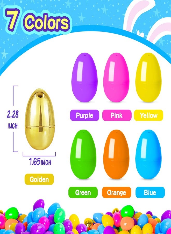 MGparty 210 Pack Easter Eggs Empty 2.3" Plastic Bright Colors Eggs with Golden Eggs for Easter Egg Hunt Party Favors Basket Stuffers Fillers - Image 2