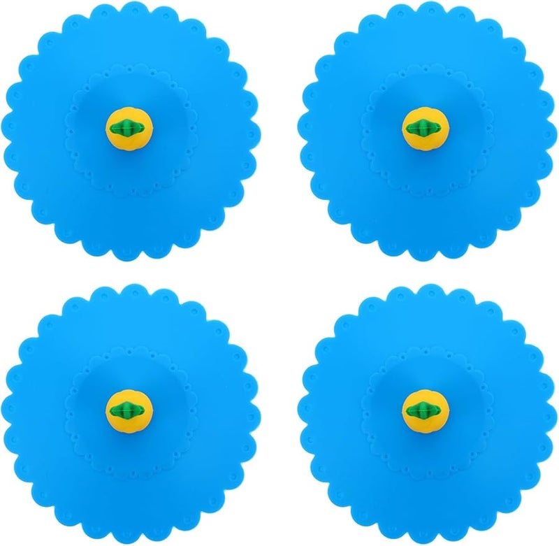 4Pcs Silicone Cup Lids Leakproof Reusable Heat Resistant Dustproof Mug Covers - Image 1