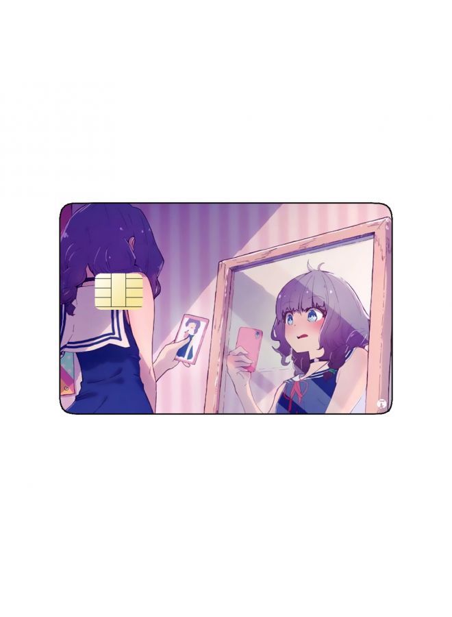 RKN PRINTED BANK CARD STICKER Cute Anime Girl Drawing Taking A Picture - Image 1