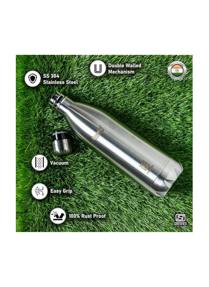 Atlasware Sumeet Thermo1000 Stainless Steel 24 Hours Hot & Cold ISI Certified Double Walled Leak Proof Vacuum Flask/Water Bottle for Office/School/College/Gym/Picnic/Home/Trekking- 1000ml, Silver  - Image 3