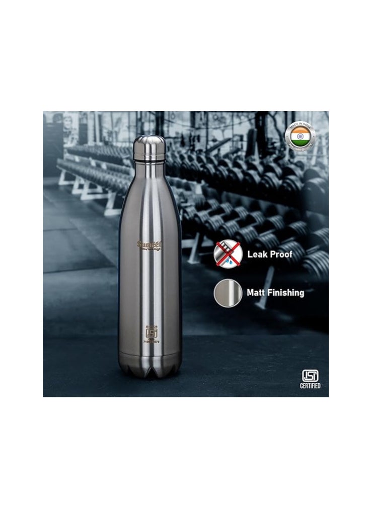Atlasware Sumeet Thermo1000 Stainless Steel 24 Hours Hot & Cold ISI Certified Double Walled Leak Proof Vacuum Flask/Water Bottle for Office/School/College/Gym/Picnic/Home/Trekking- 1000ml, Silver  - Image 4