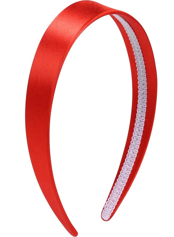 WantGor 1.6 Inch Wide Headbands Silk Satin Plain Headband for Women, Non Slip Solid Hair Bands Hair Accessories Cosplay DIY Holiday Head Band (Red, Large) - Image 2