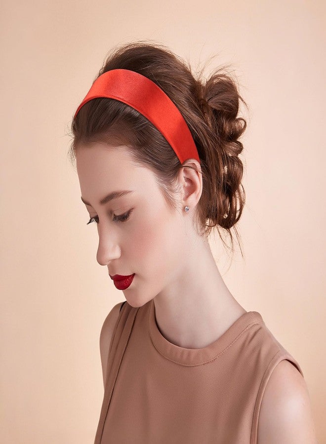 WantGor 1.6 Inch Wide Headbands Silk Satin Plain Headband for Women, Non Slip Solid Hair Bands Hair Accessories Cosplay DIY Holiday Head Band (Red, Large) - Image 5