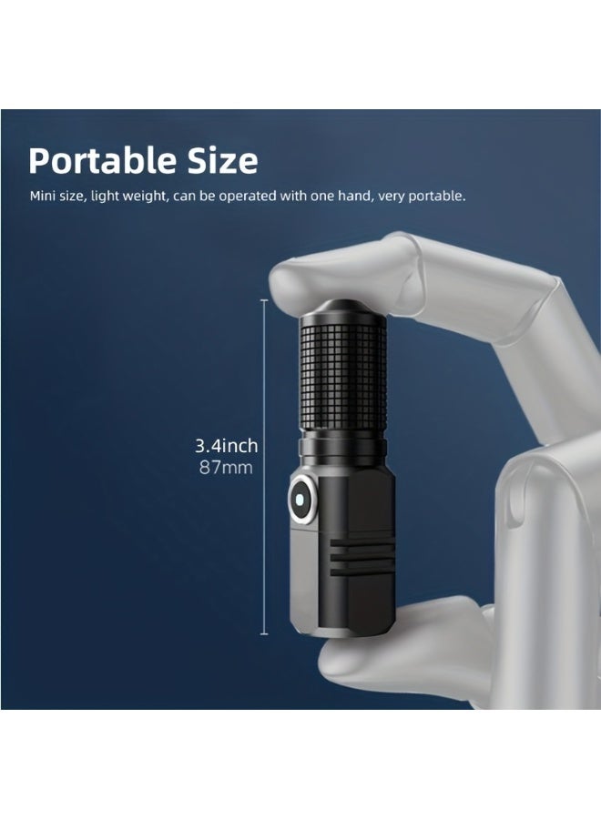 مصباح يدوي صغير P50 LED قابل لإعادة الشحن - مصباح يدوي قوي قابل للتكبير والتصغير بقوة 800 لومن، 3 أوضاع، إيقاف التشغيل بنقرة واحدة، شحن سريع USB-C مع كابل Type-C - Image 4